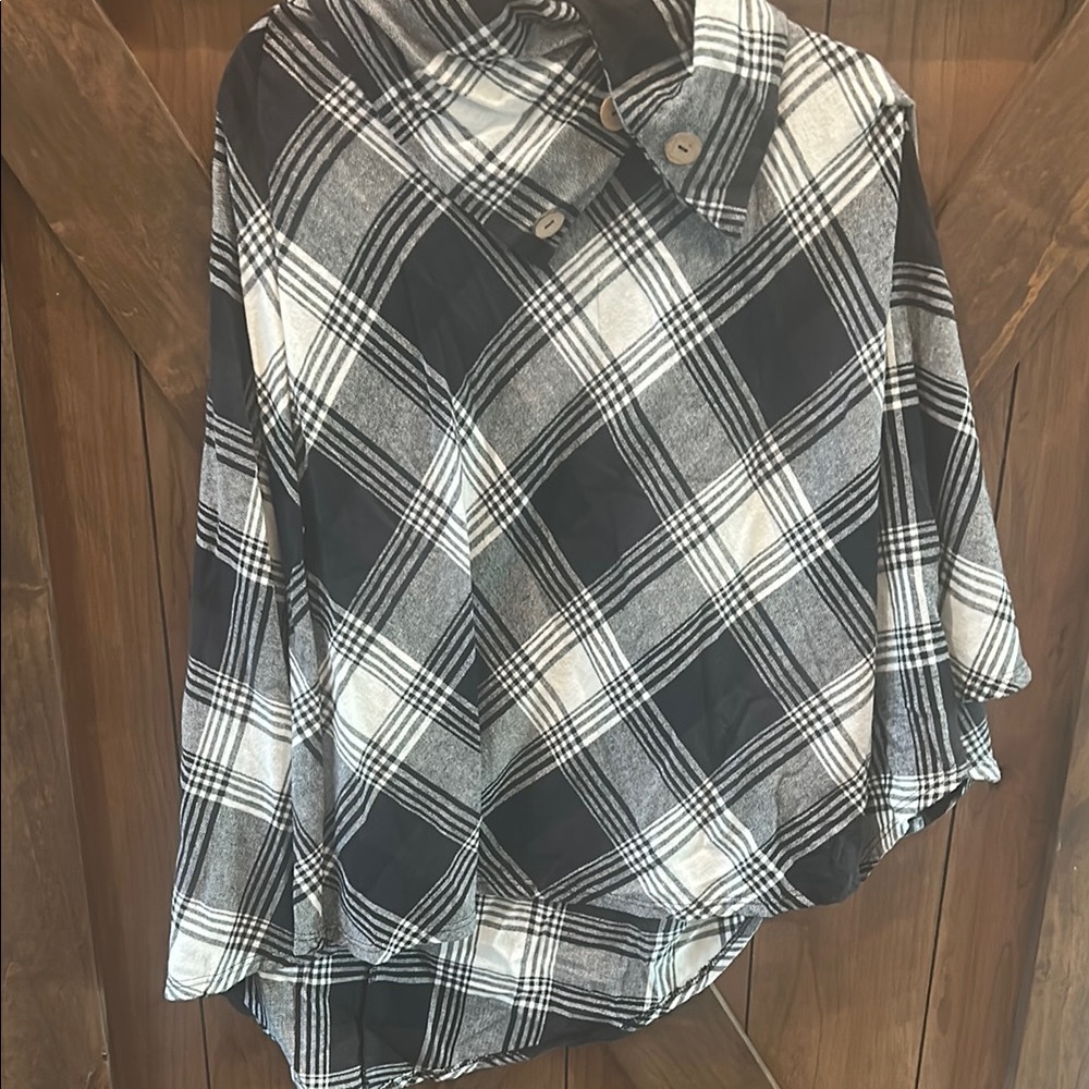 Plaid Black and White Women's Top